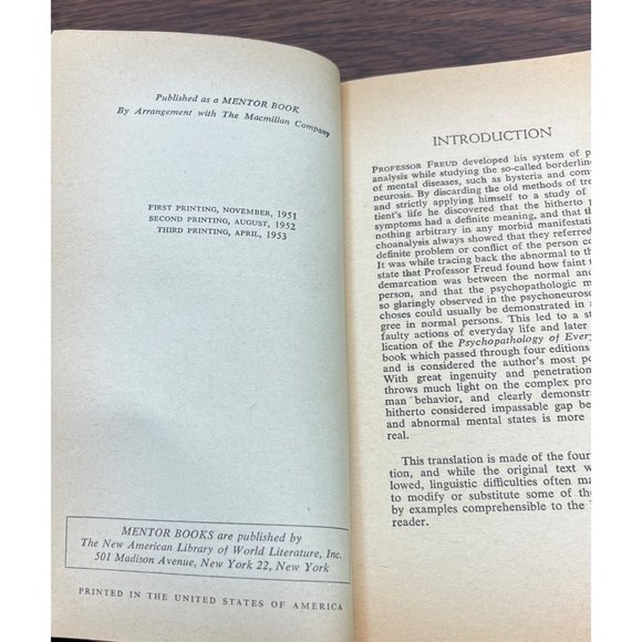Psychopathology Of Everyday Life by Sigmund Freud 3rd Printing 1953 AA Brill M67 - Picture 6 of 9